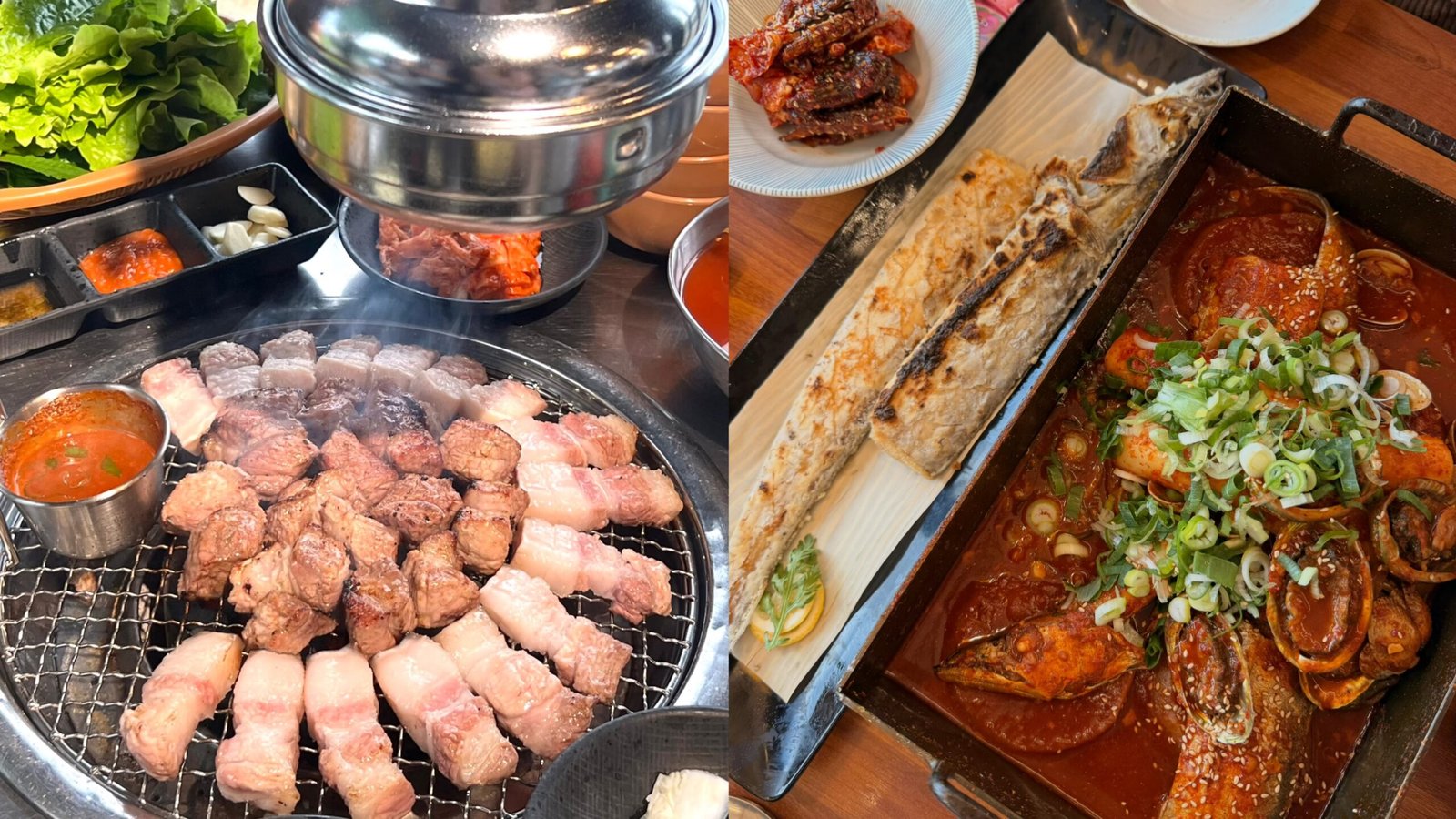 濟州黑豬肉烤肉/辣燉白帶魚